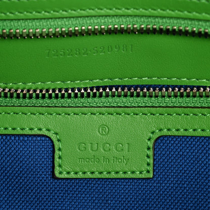 Gucci Calfskin GG Tennis Embossed Large Duffle Bag Joy Green Joy Blue 5 of 9