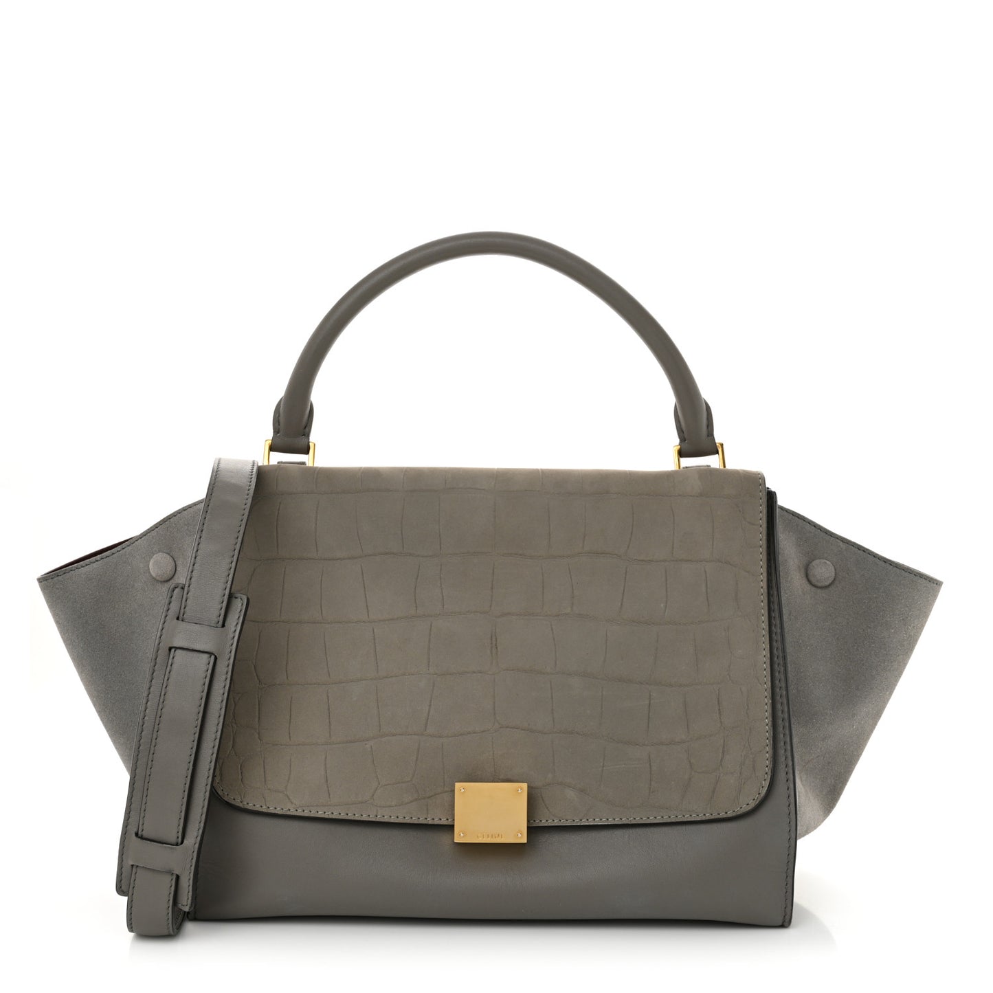 Crocodile Embossed Nubuck Medium Trapeze Grey