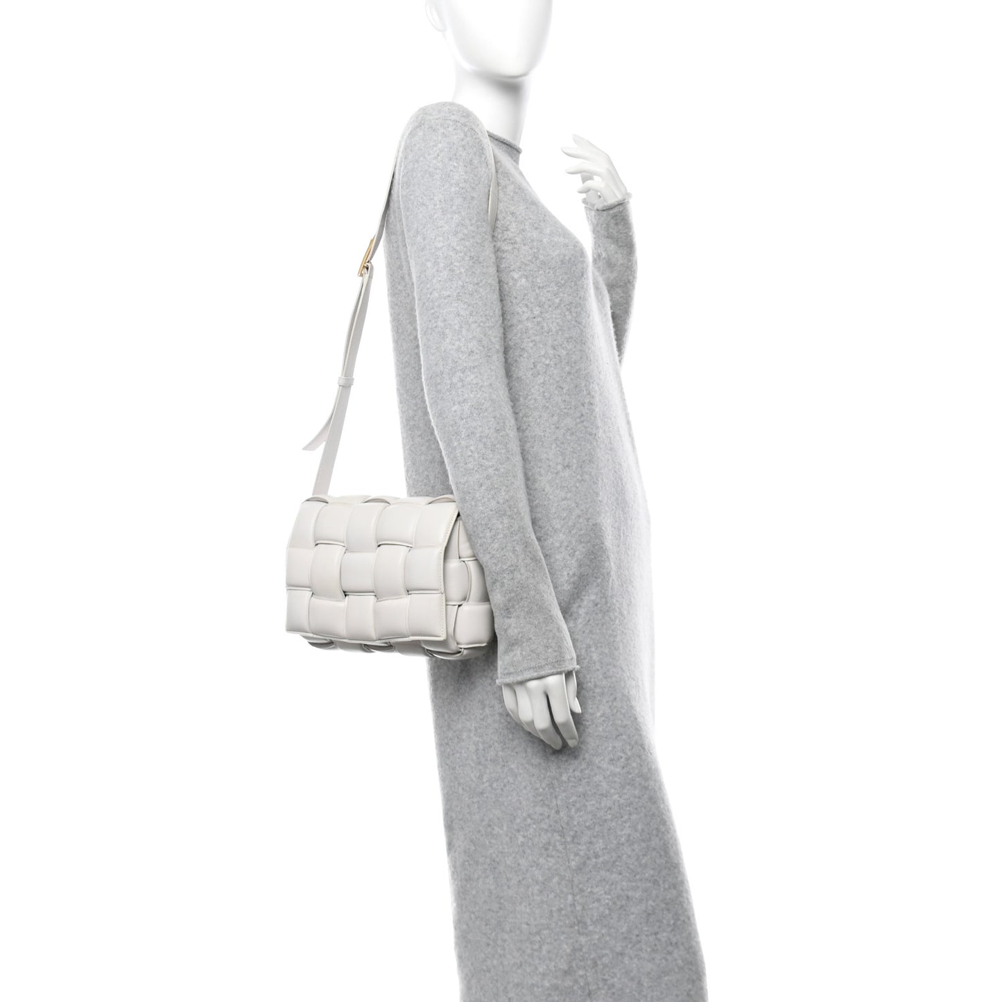 Nappa Maxi Intreccio Padded Cassette Crossbody Bag Chalk