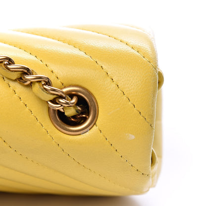 Chanel Lambskin Chevron Quilted Extra Mini Rectangular Flap Yellow 11 of 18