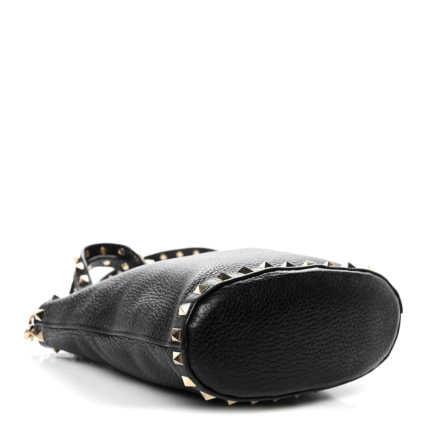 Valentino Garavani Pebbled Calfskin Rockstud Bucket Bag Black 4 of 10