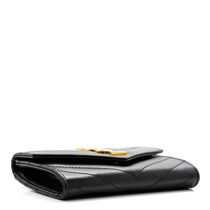Saint Laurent Grain De Poudre Matelasse Chevron Small Monogram Envelope Wallet Black 4 of 6
