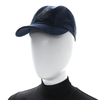 Hermes Denim Embroidered Davis Emile Hat 56 Indigo 2 of 9