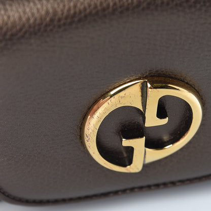Gucci Metallic Pebbled Calfskin Small 1973 Chain Shoulder Bag Winter Leaf 13 of 14