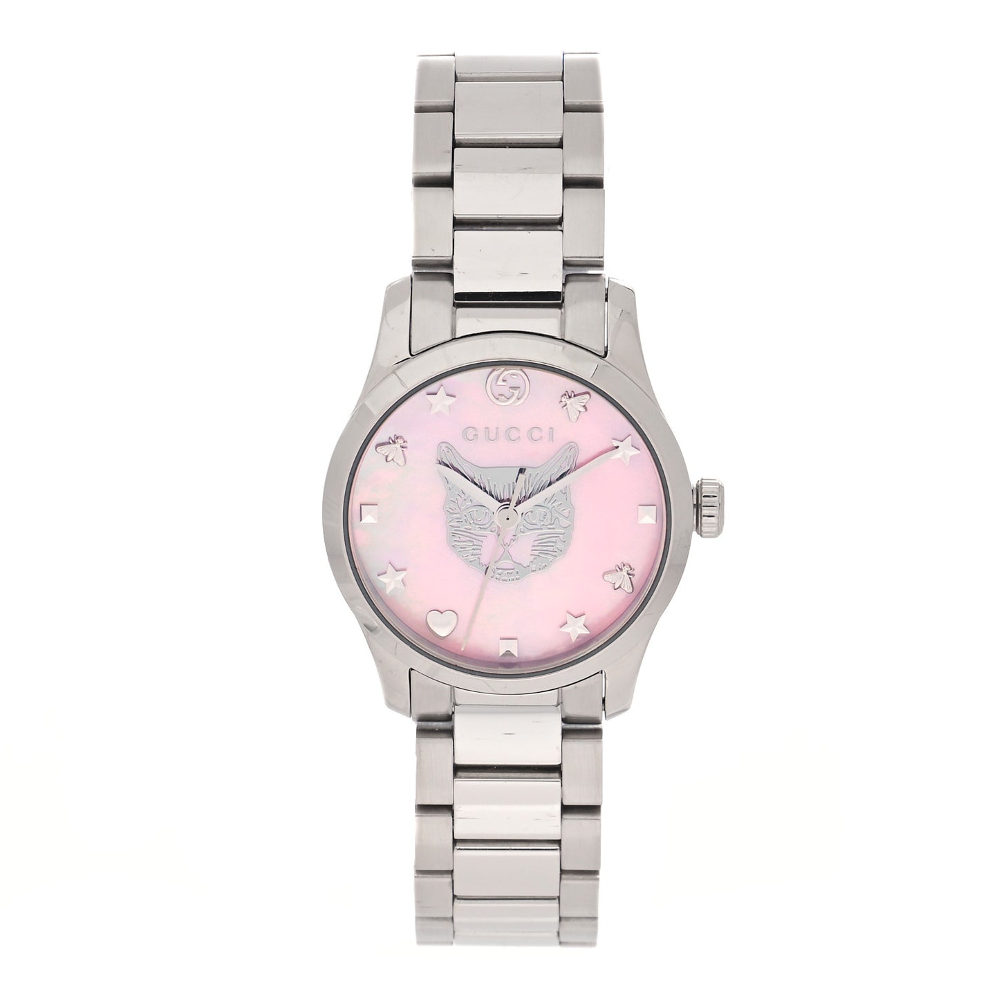 Stainless Steel Pink Mother of Pearl 27mm G-Timeless Cat Quartz Watch
