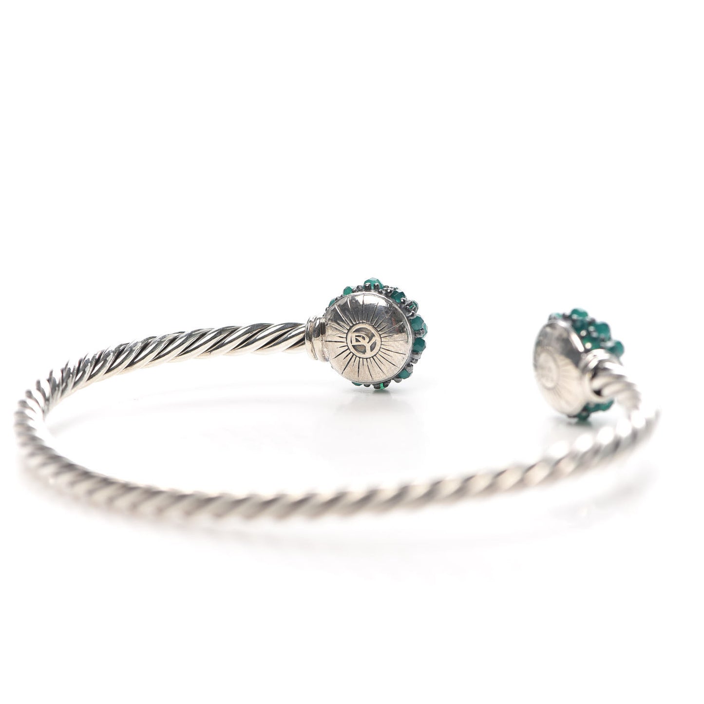 Sterling Silver Green Onyx Berries Cable Bracelet