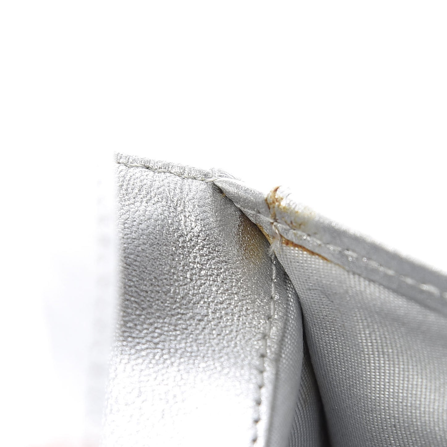 Metallic Lambskin Quilted Reissue Wallet Silver