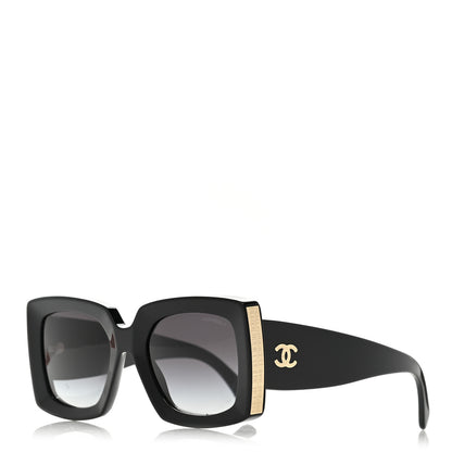 Chanel Acetate Rectangle Sunglasses 5435 Black 1 of 8