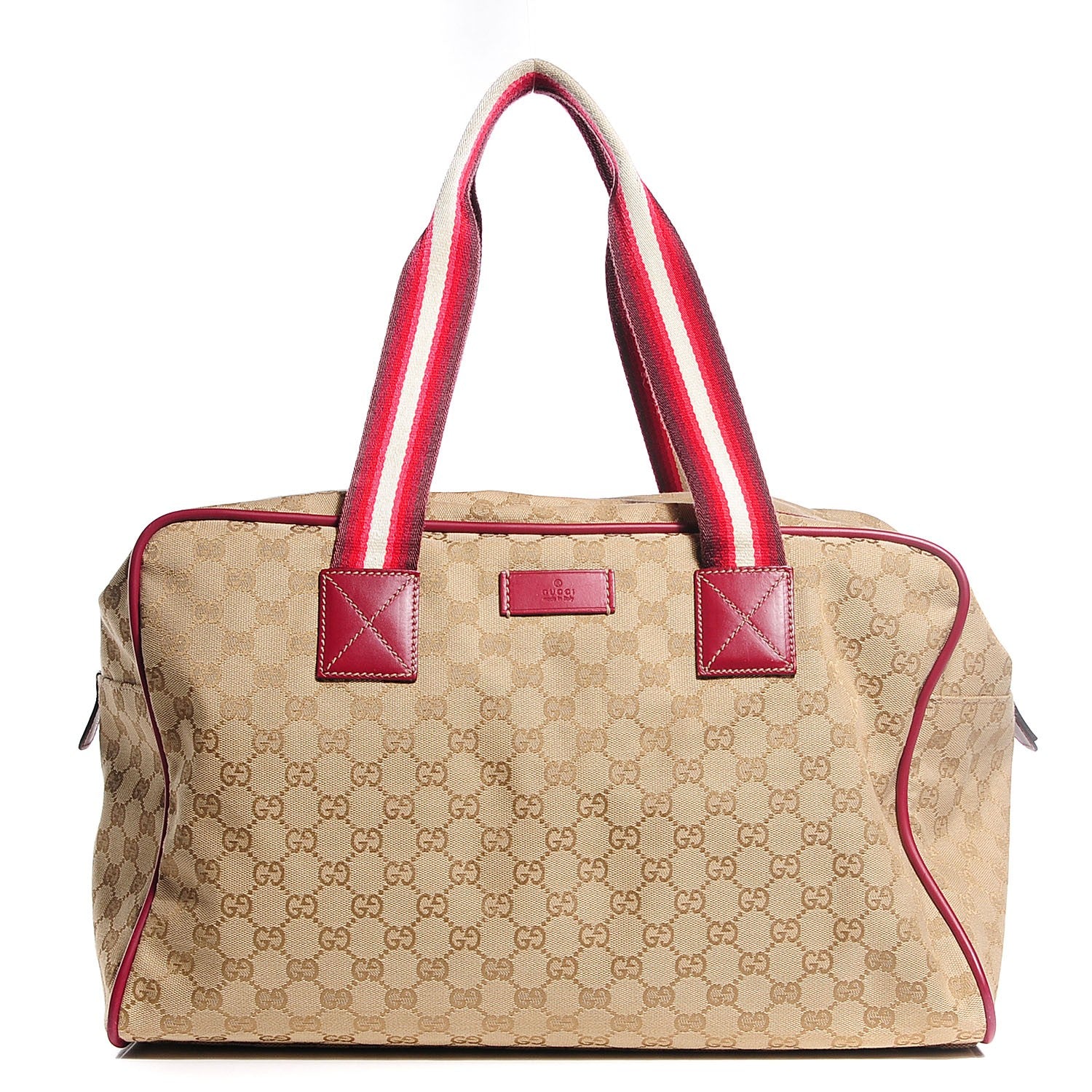 Gucci GG Monogram Web Medium Collapsable Carry On Duffle Beige Red 1 of 9