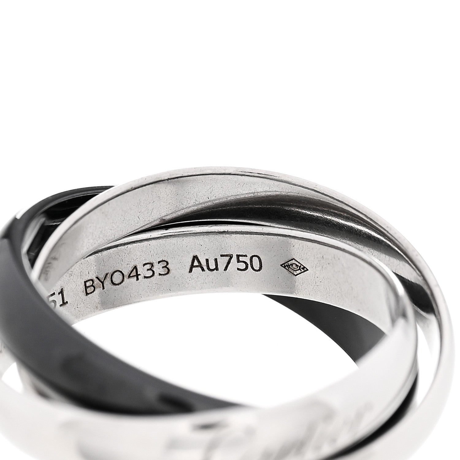 Cartier 18K White Gold Black Ceramic Trinity Ring 51 5.75 5 of 5