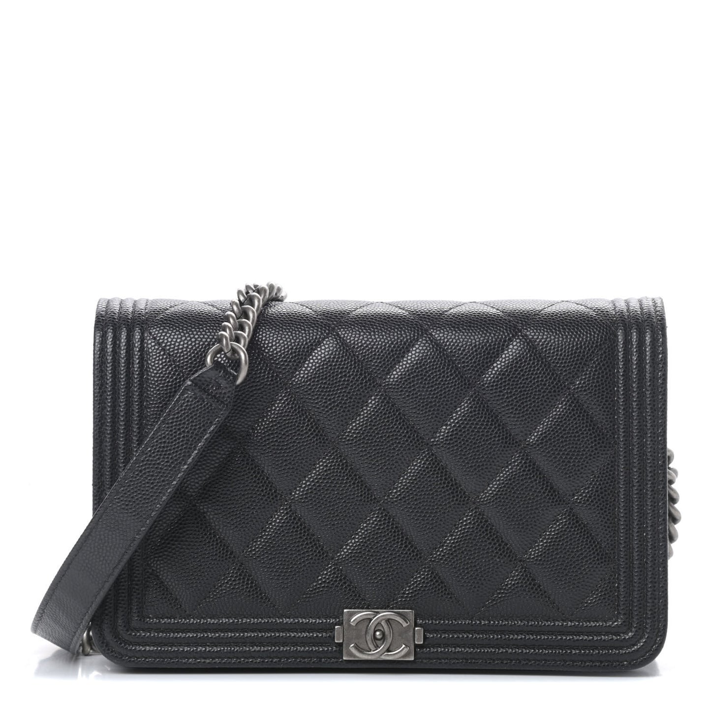 Caviar Quilted Boy Wallet On Chain WOC Black