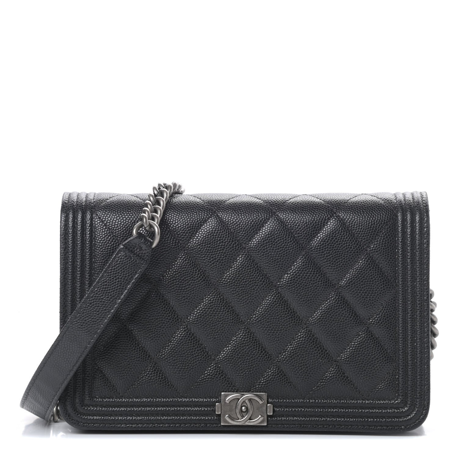 Chanel Caviar Quilted Boy Wallet On Chain WOC Black 1 of 16