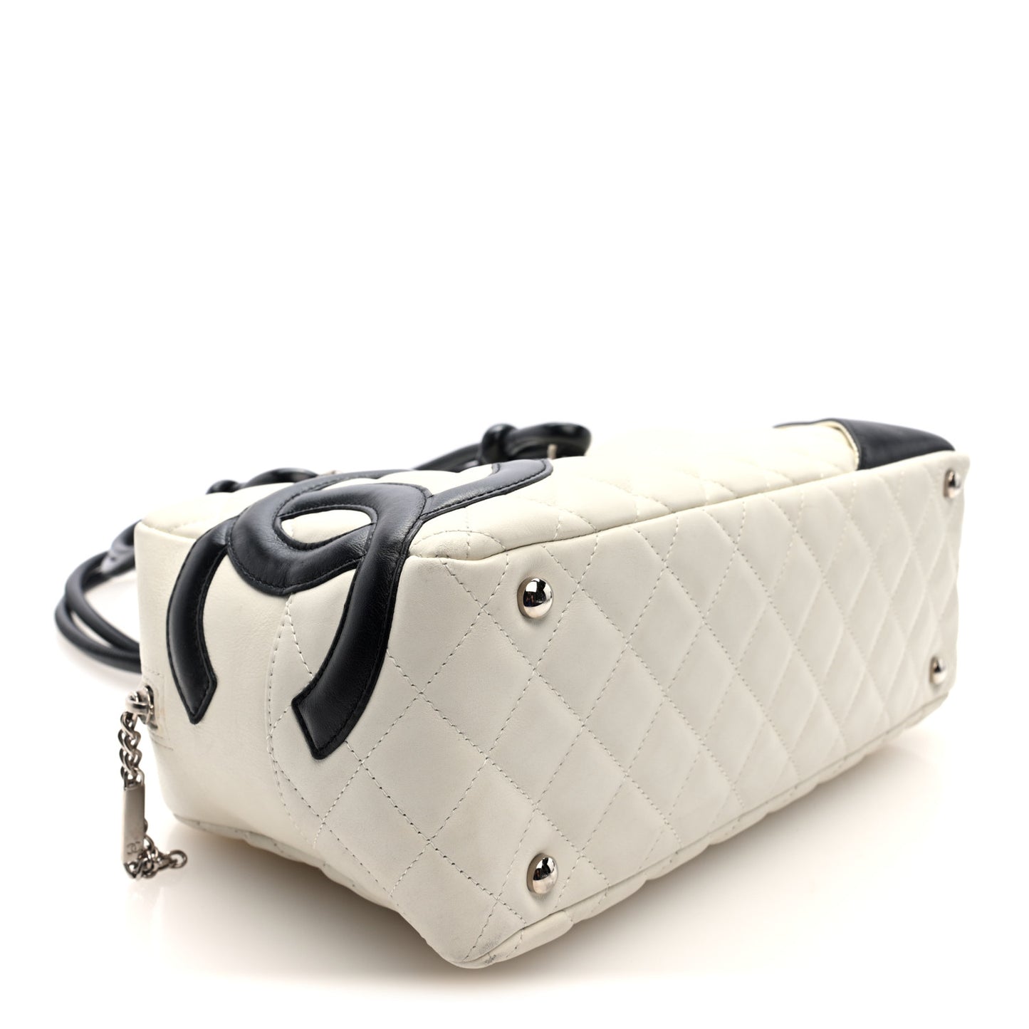 Calfskin Quilted Large Cambon Bowler White Black