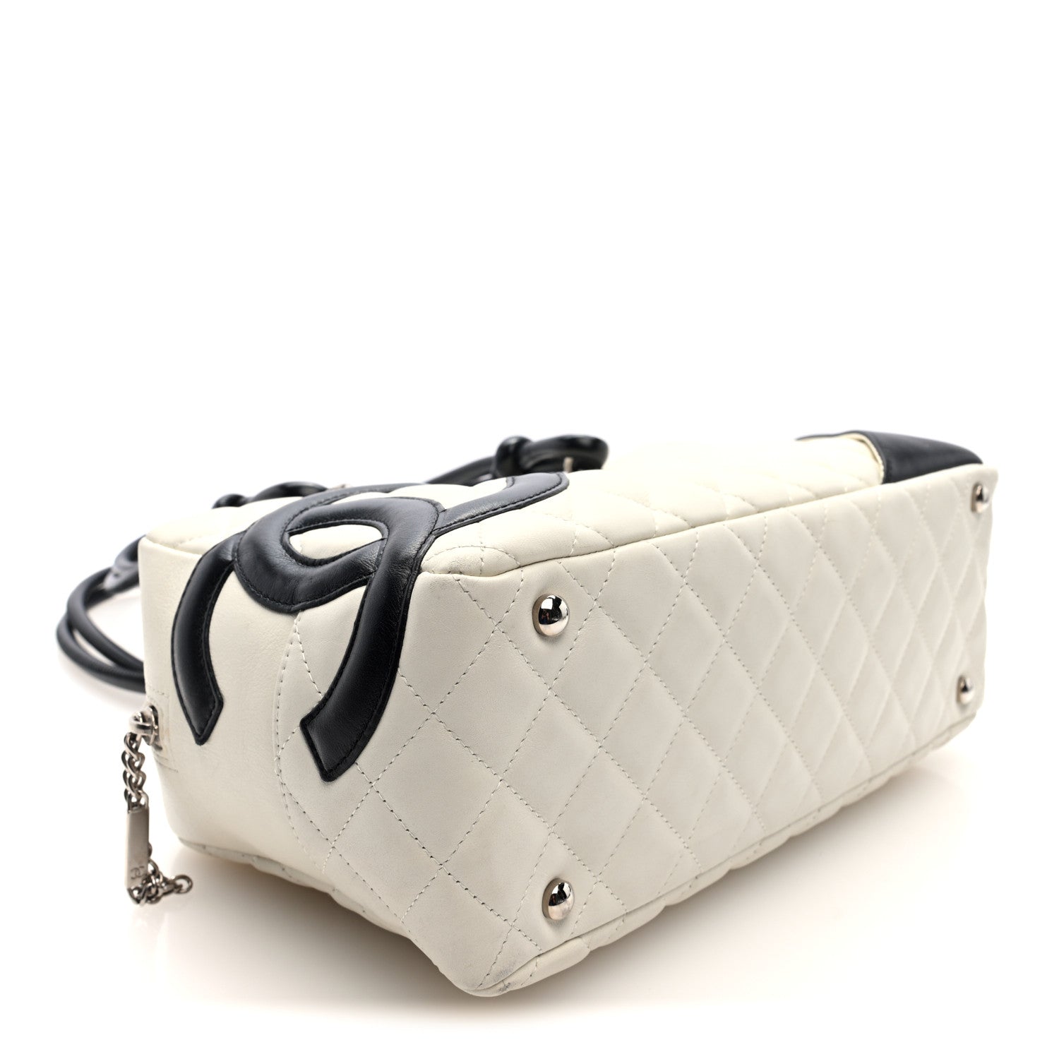 Chanel Calfskin Quilted Large Cambon Bowler White Black 4 of 10