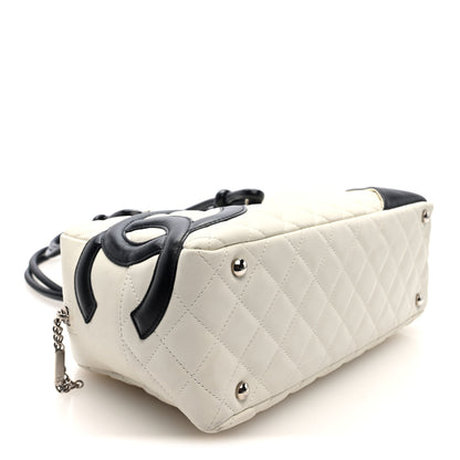 Chanel Calfskin Quilted Large Cambon Bowler White Black 4 of 10