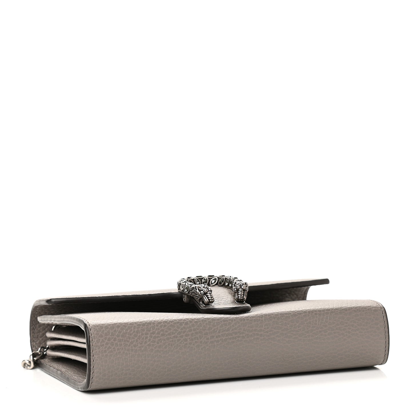 Dollar Calfskin Crystal Mini Dionysus Chain Wallet Dusty Grey Black Diamond