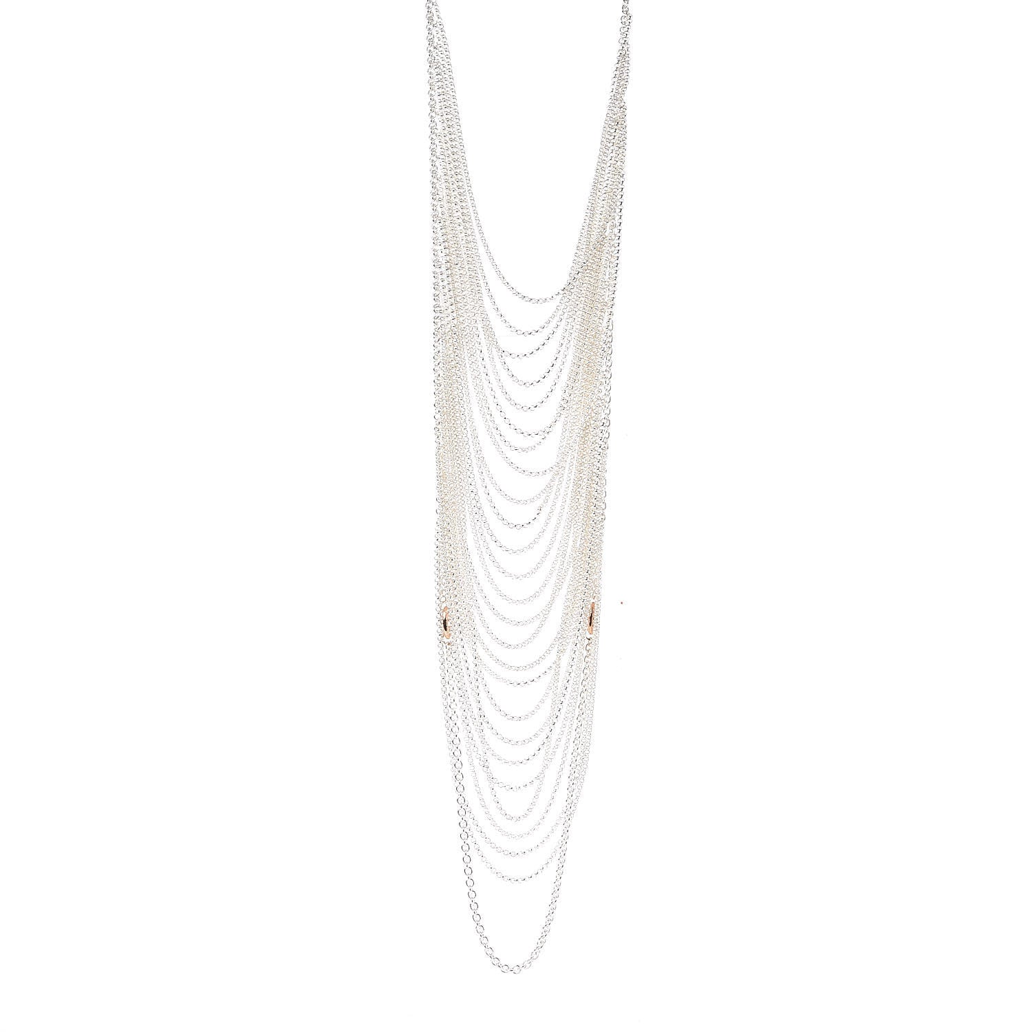Hermes Sterling Silver 18K Rose Gold Collier Carr Farandole Necklace 1 of 6