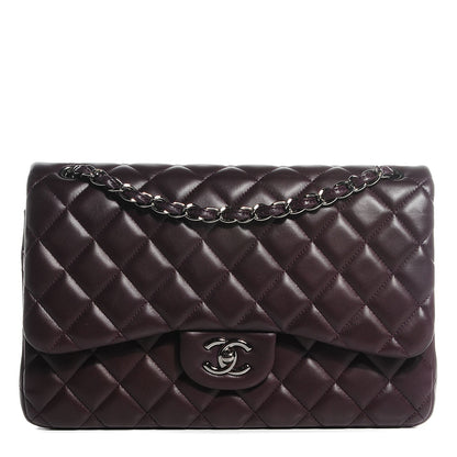 Chanel Lambskin Quilted Jumbo Double Flap Dark Plum 1 of 8