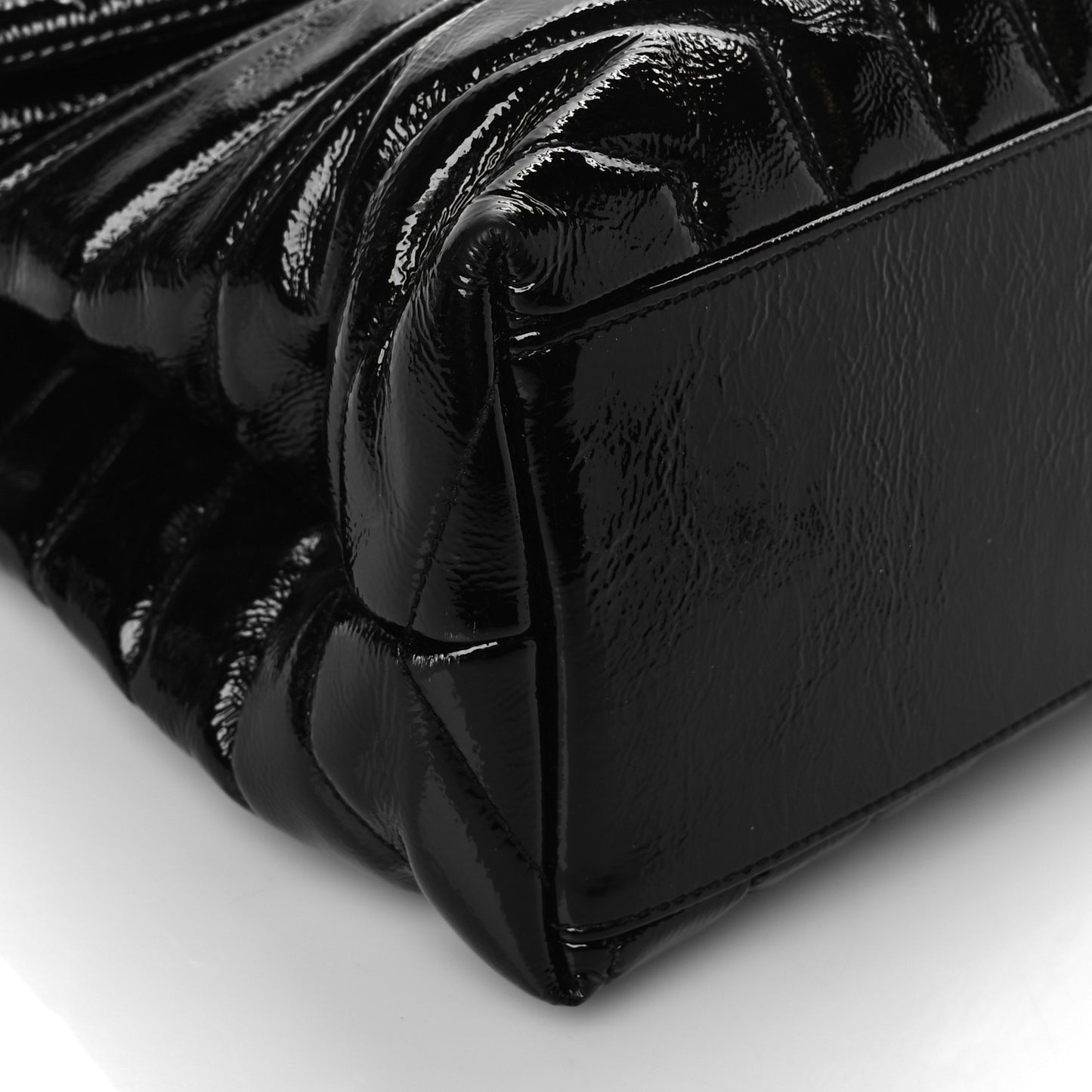 Patent Y Quilted Monogram Medium Loulou Chain Satchel Black