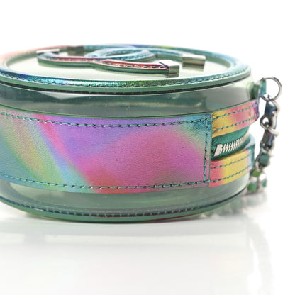 Chanel PVC Calfskin Lambskin Quilted Round Filigree Clutch With Chain Green 10 of 11