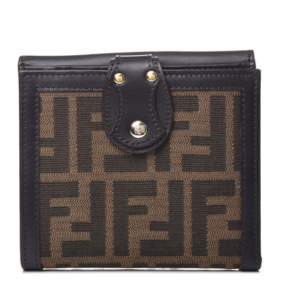 Fendi Zucca Cuoio Lucido Compact Wallet Tobacco Moro 1 of 8