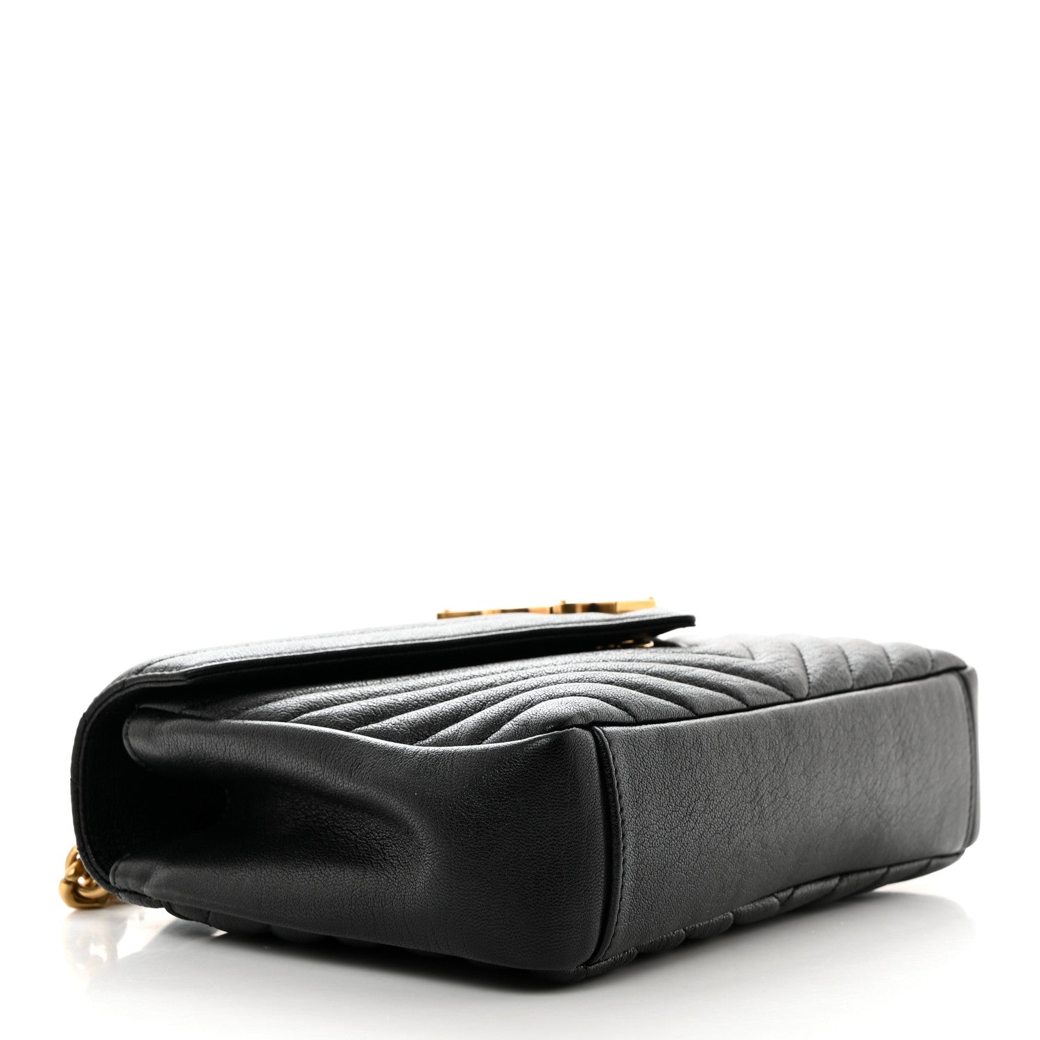 Saint Laurent Sheepskin Matelasse Chevron Monogram Medium College Bag Black 4 of 10