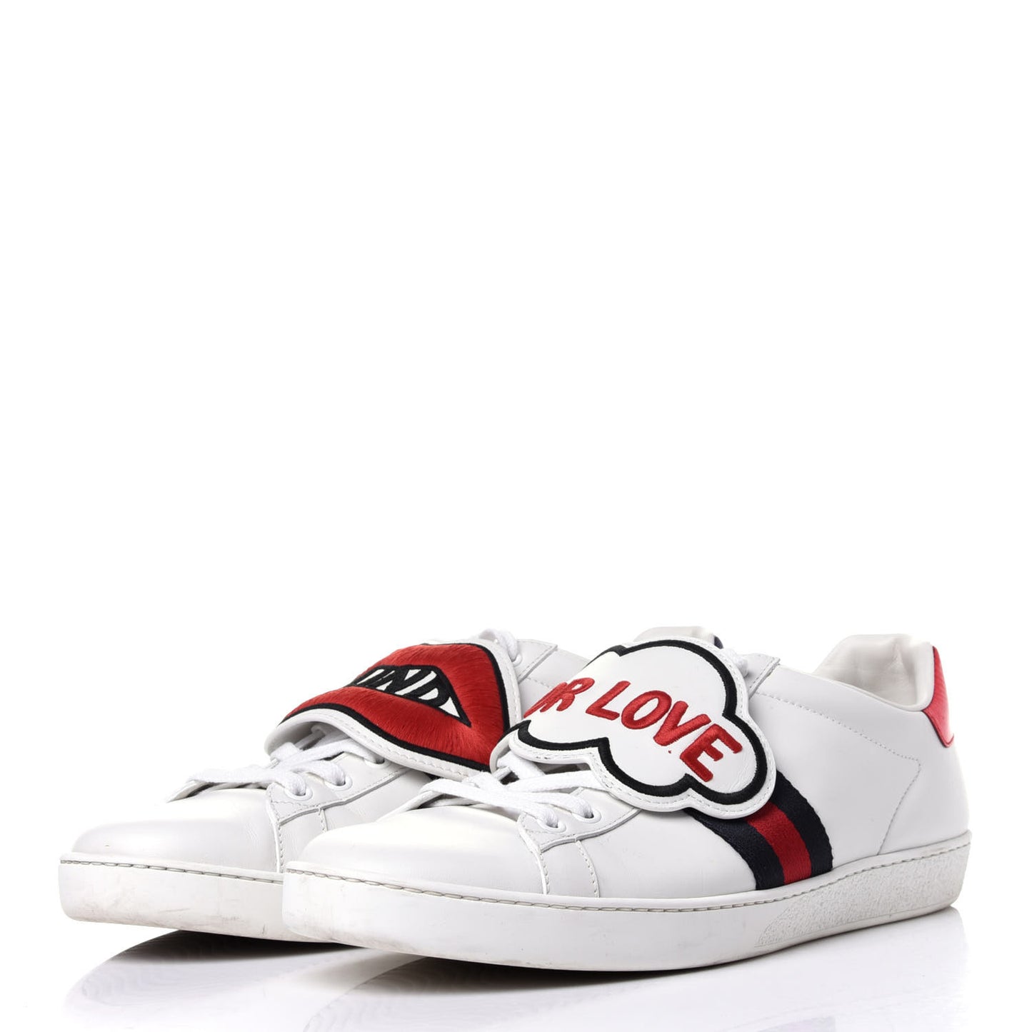 Calfskin Ayers Blind For Love Embroidered Womens Ace Sneakers 42 White