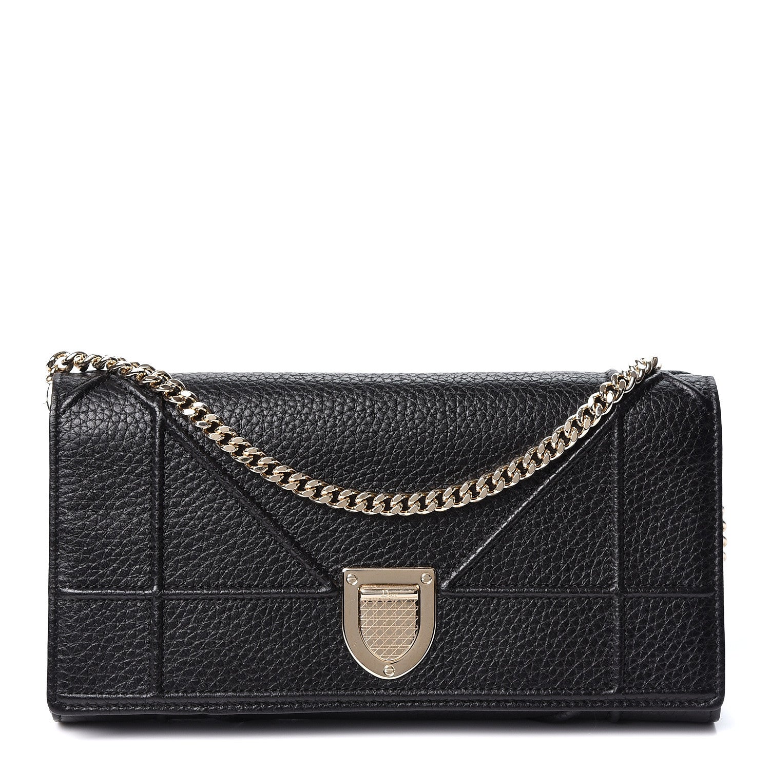 Christian Dior Grained Calfskin Diorama Croisiere Chain Wallet Black 1 of 9