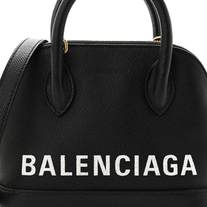 Balenciaga Signature Grained Calfskin XXS Ville Top Handle Bag Black White 8 of 12