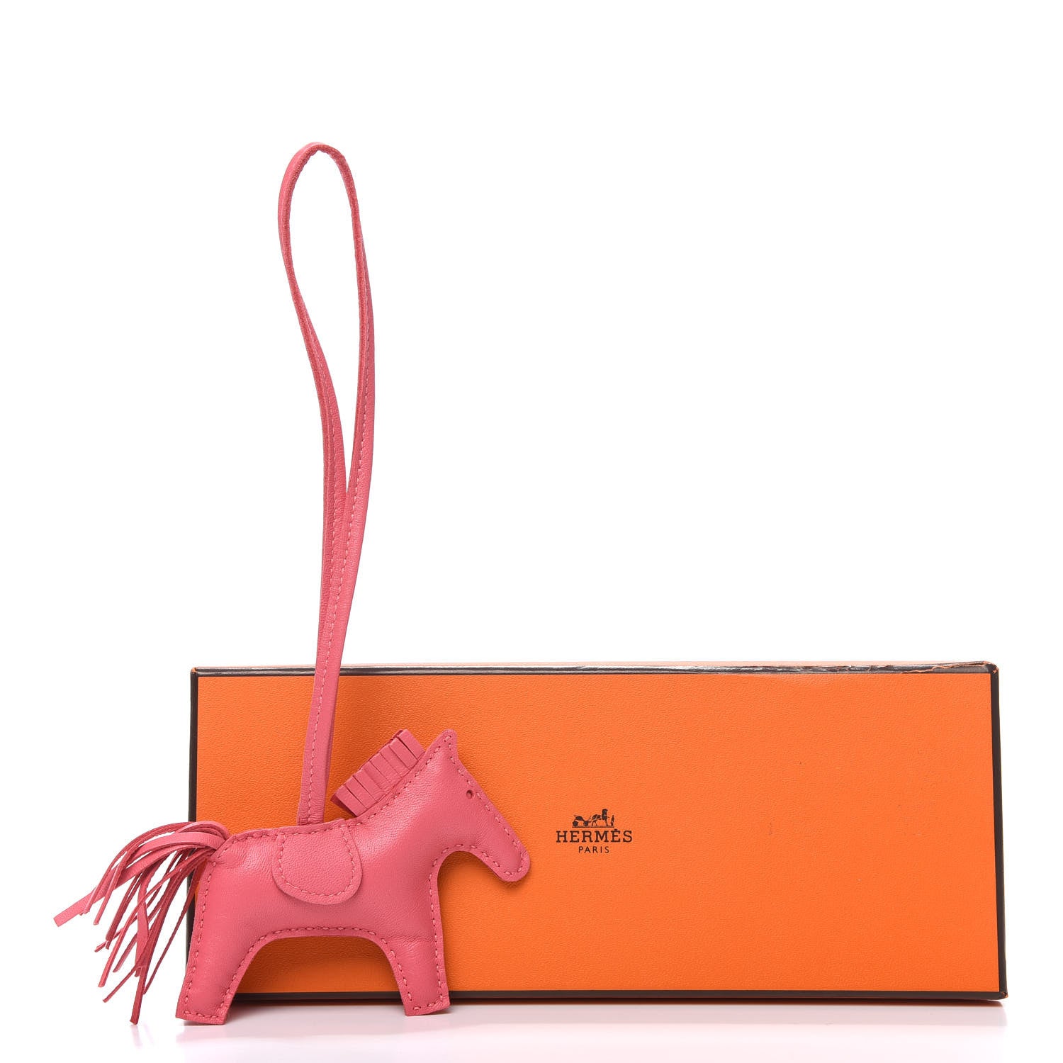 Hermes Milo Lambskin Grigri Rodeo Horse Bag Charm PM Rose Azalee 5 of 5