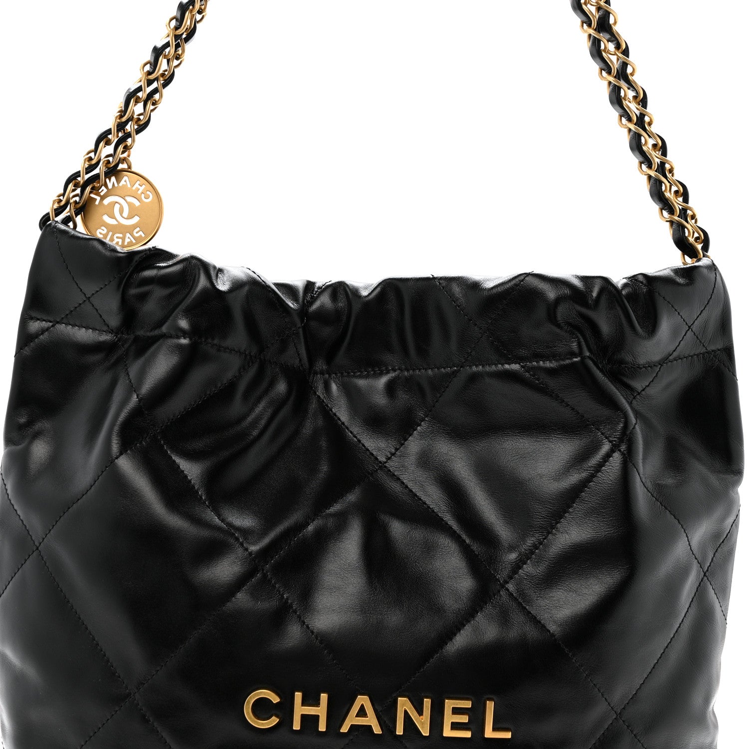 Chanel Shiny Calfskin Quilted Small Chanel 22 Black 9 of 11