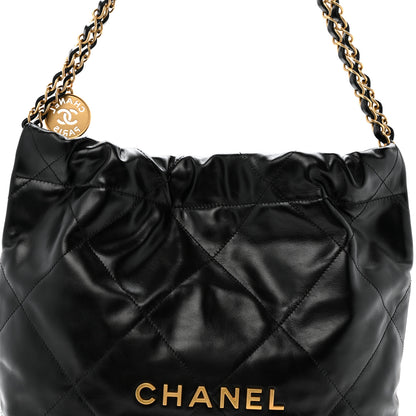 Chanel Shiny Calfskin Quilted Small Chanel 22 Black 9 of 11