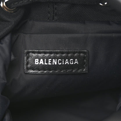 Balenciaga Recycled Sport Nylon Logo Embroidered Wheel Drawstring Bucket Bag Black White Black White 6 of 10