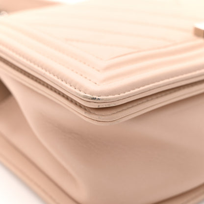 Chanel Calfskin Chevron Quilted Medium Boy Flap Beige 13 of 16
