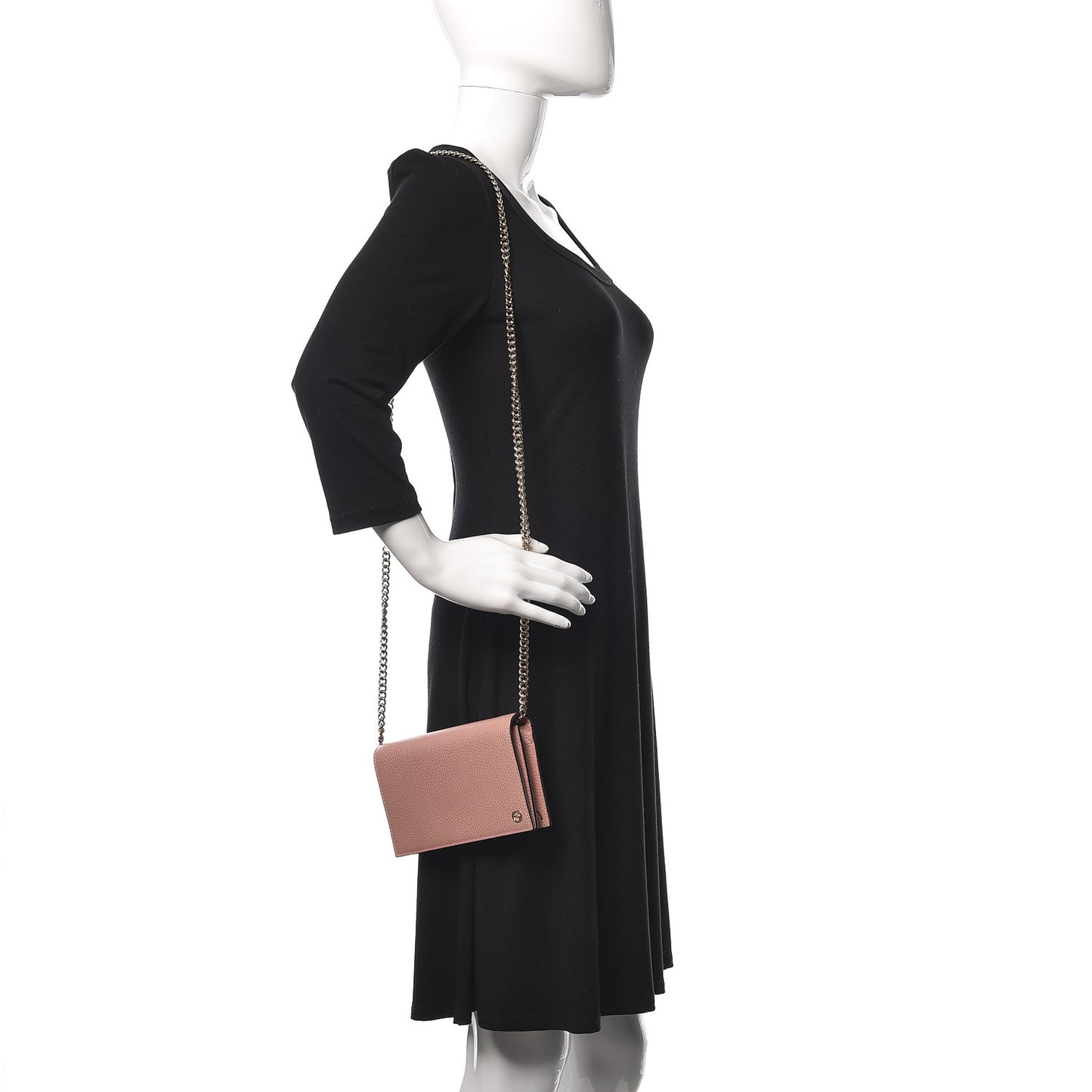 Dollar Calfskin Medium Betty Chain Wallet Soft Pink