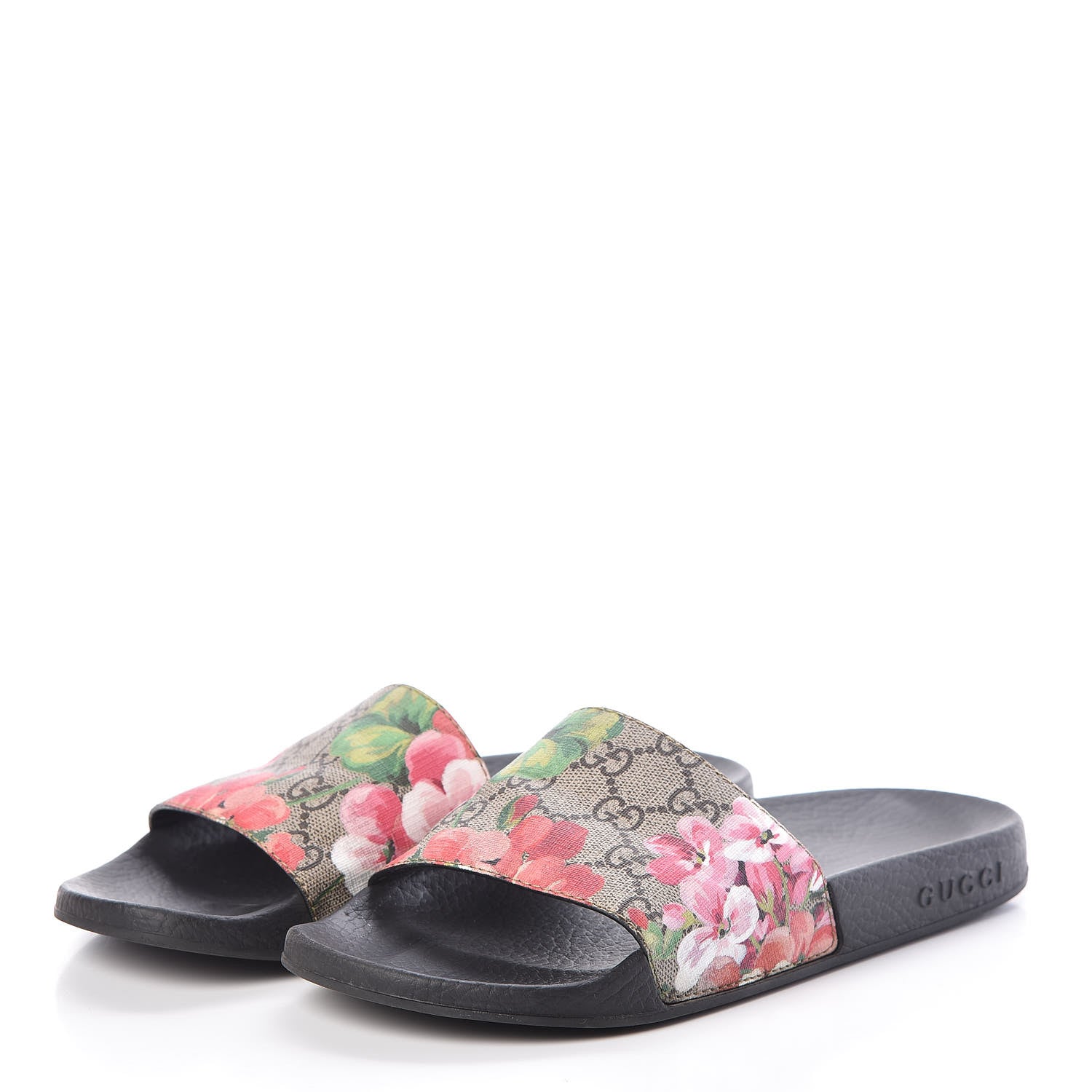 Gucci GG Supreme Monogram Blooms Slide Sandals 37 Beige Multicolor 3 of 7