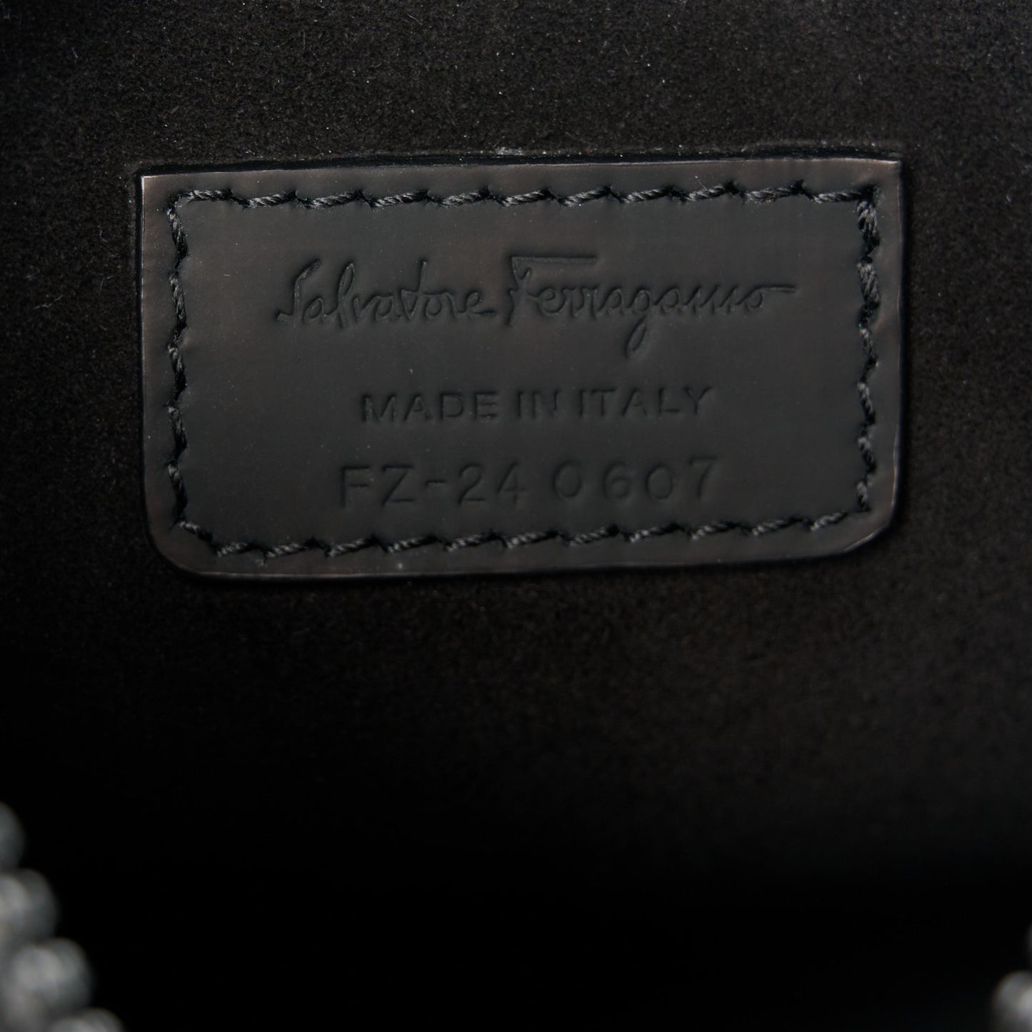 Calfskin Gancini Embossed Brooklyn Crossbody Bag Black
