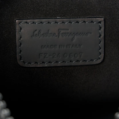 Salvatore Ferragamo Calfskin Gancini Embossed Brooklyn Crossbody Bag Black 6 of 11