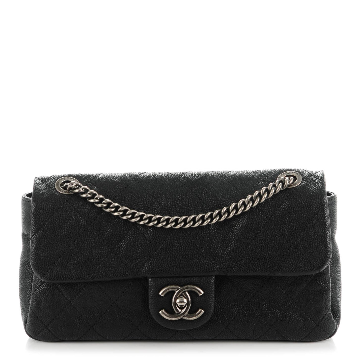 Caviar Quilted Medium Simply CC Flap Black
