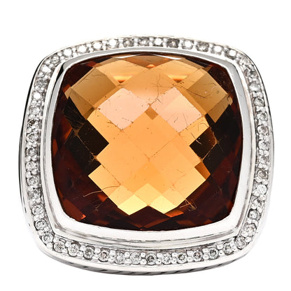 David Yurman Sterling Silver Diamond Citrine 20mm Albion Ring 58 8.25 1 of 5