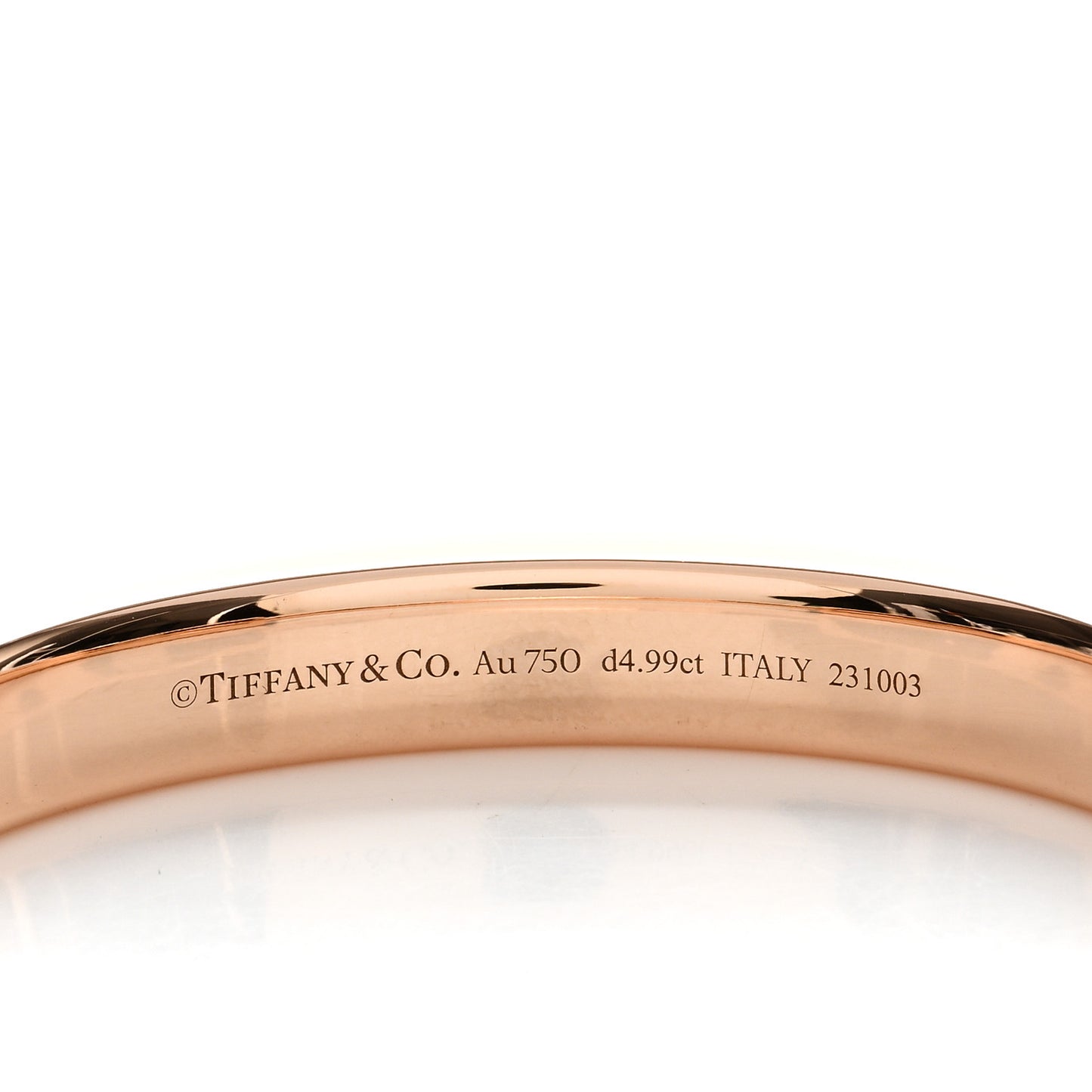 18K Rose Gold Diamond Tiffany Lock Bangle Pave Bracelet