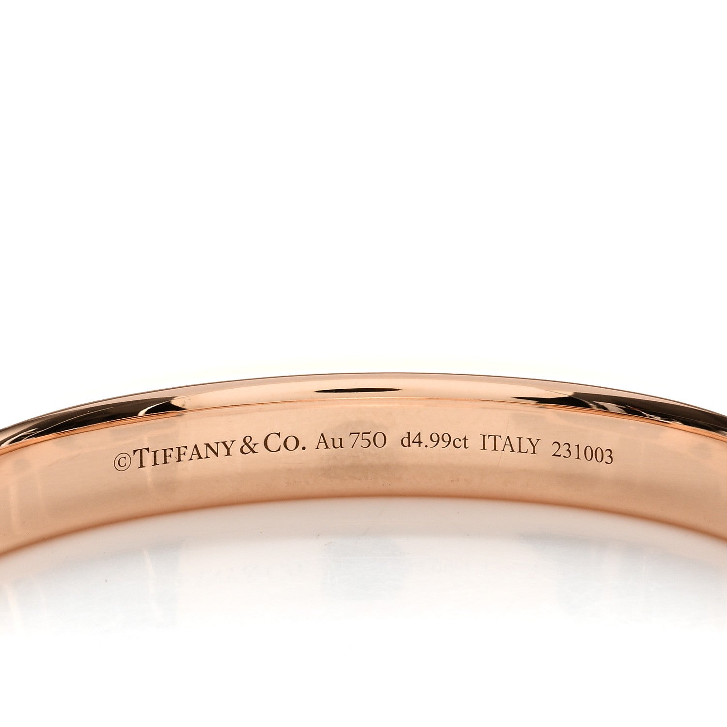 Tiffany 18K Rose Gold Diamond Tiffany Lock Bangle Pave Bracelet 3 of 4