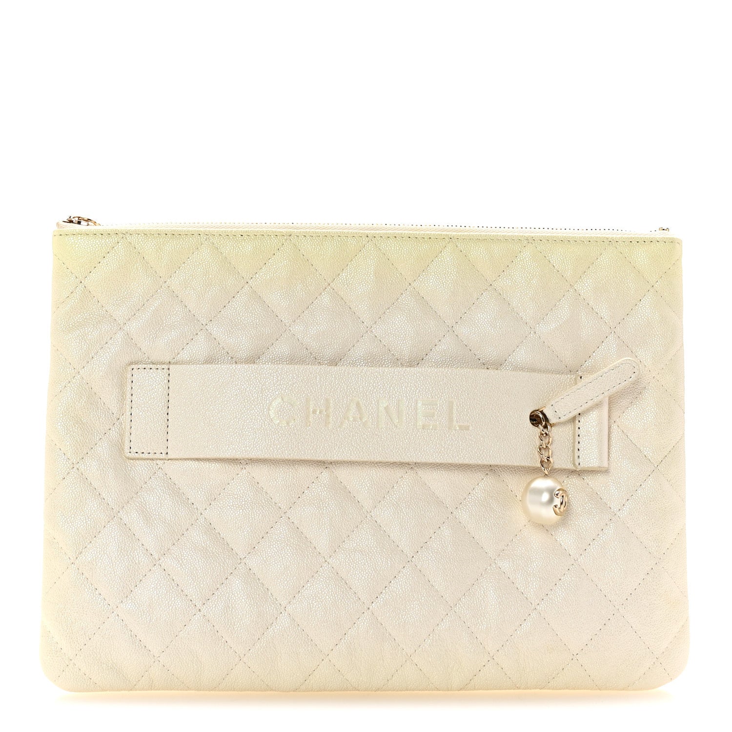 Chanel Iridescent Caviar Medium Night by the C Pouch Clutch White 1 of 8