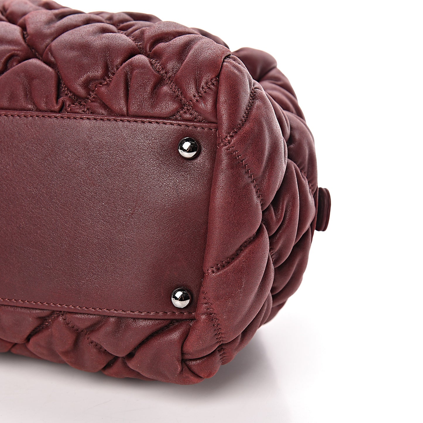 Leather Bubble Quilt Bowler Bordeaux