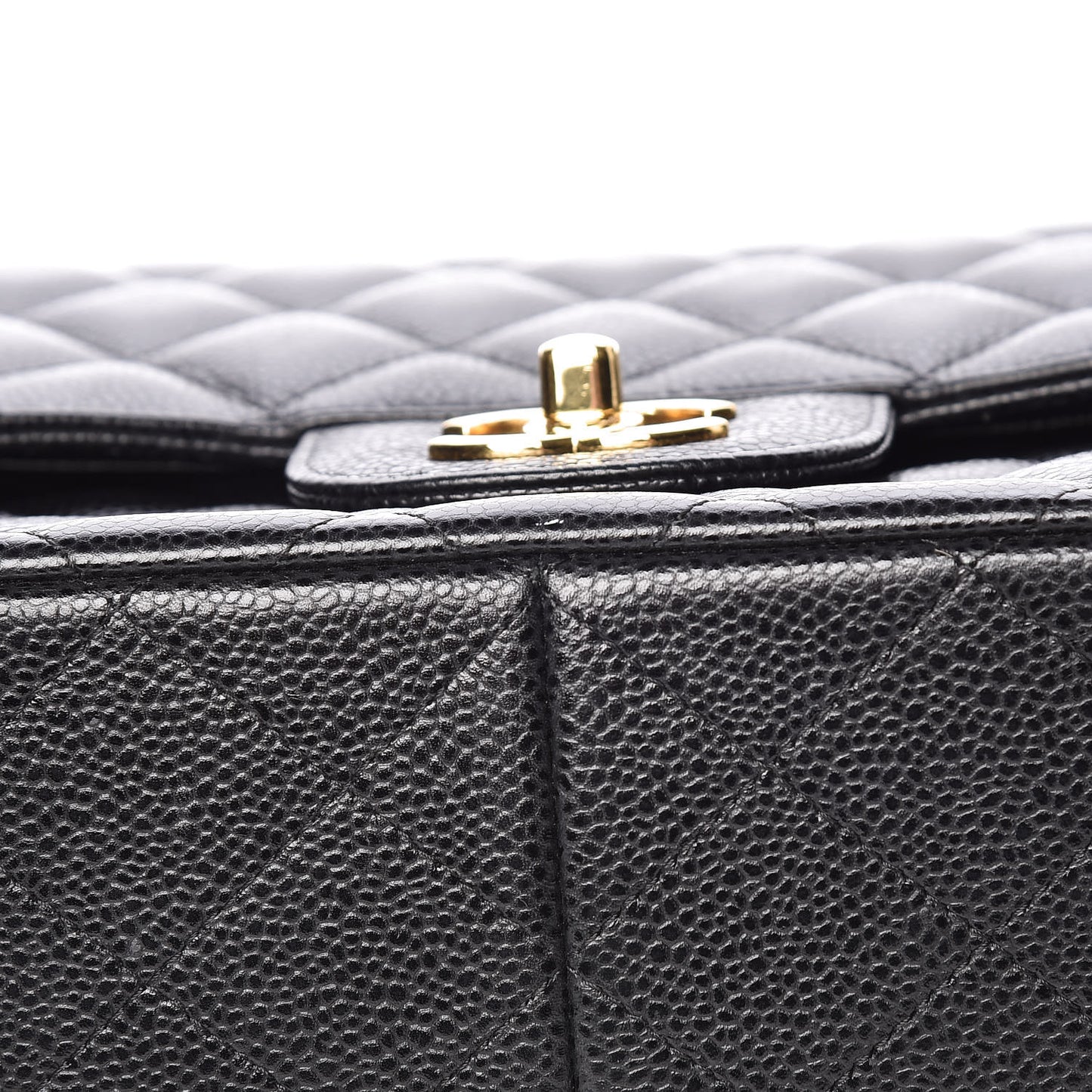 Caviar Quilted Jumbo Double Flap Black