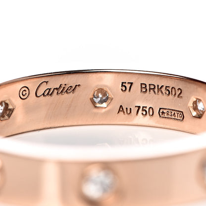 Cartier 18K Pink Gold 8 Diamond 4mm LOVE Wedding Band Ring 57 8 4 of 5