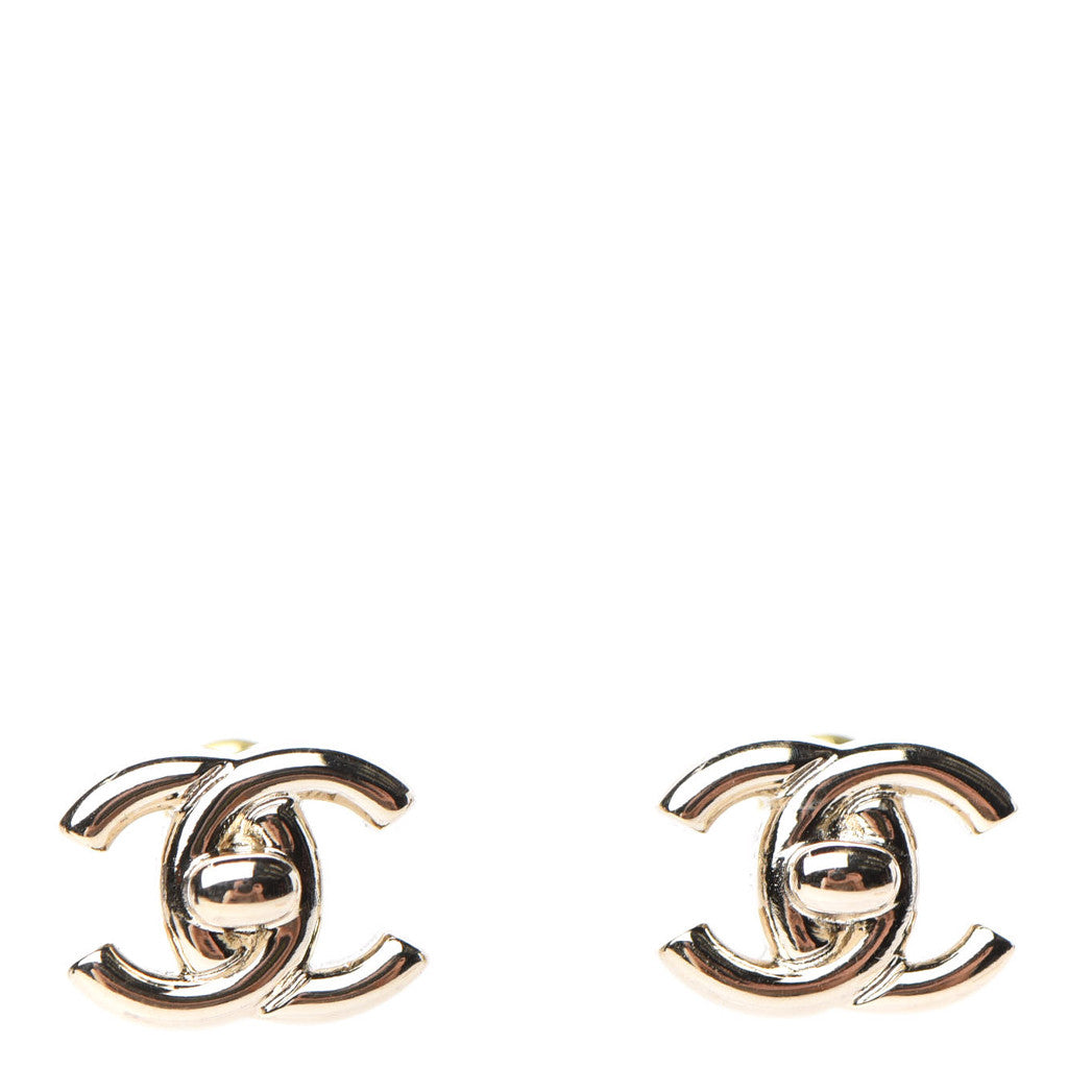 Metal CC Turnlock Earrings Gold