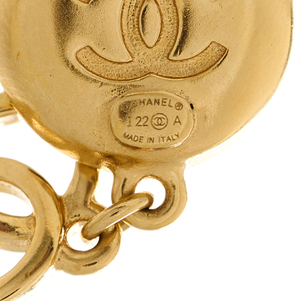 Chanel Metal Lambskin Camellia CC Drop Earrings Gold Black 5 of 5