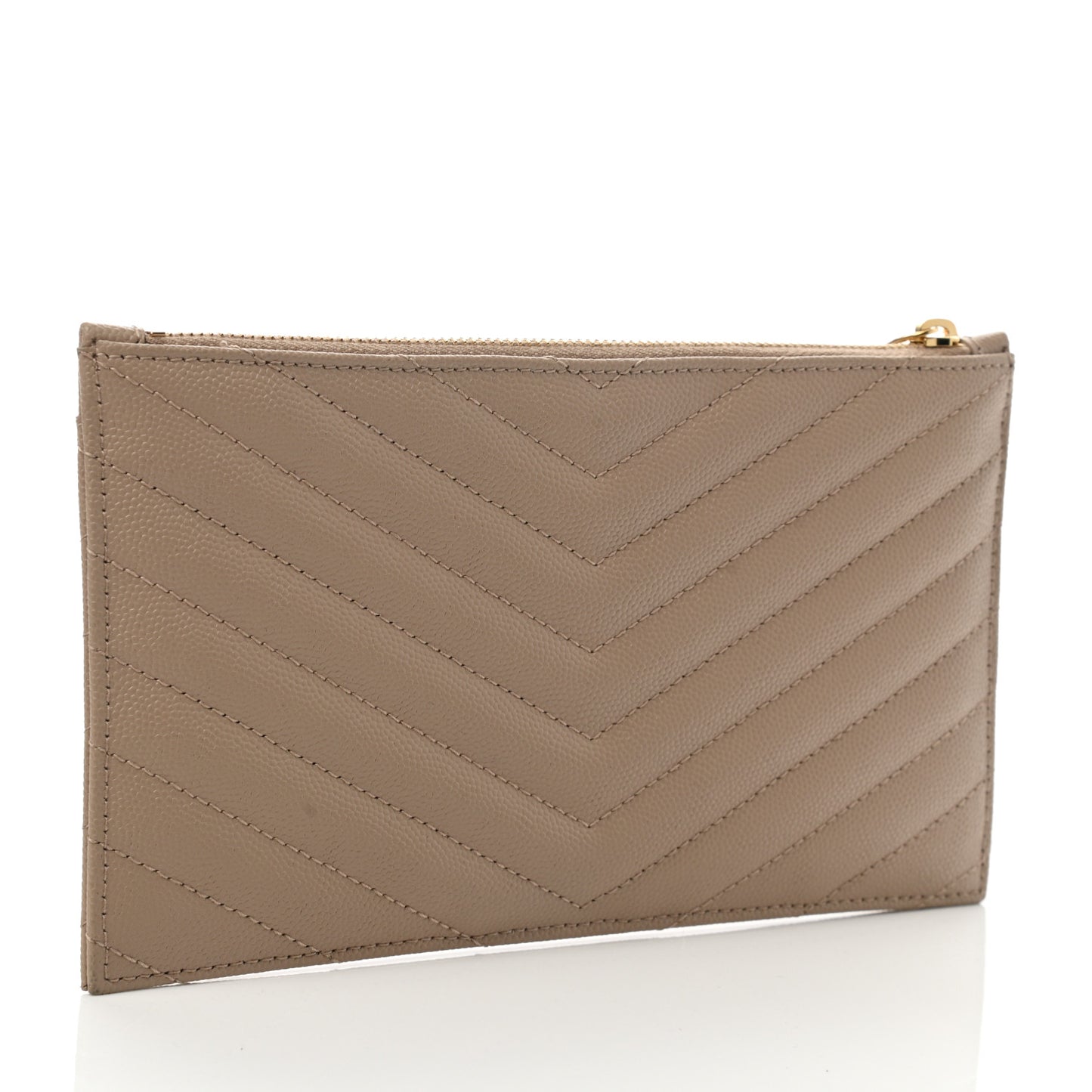 Grain De Poudre Chevron Monogram Bill Pouch Dark Beige