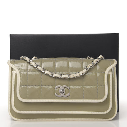 Chanel Patent Lambskin Medium Chocolate Bar Flap Khaki Beige 15 of 15